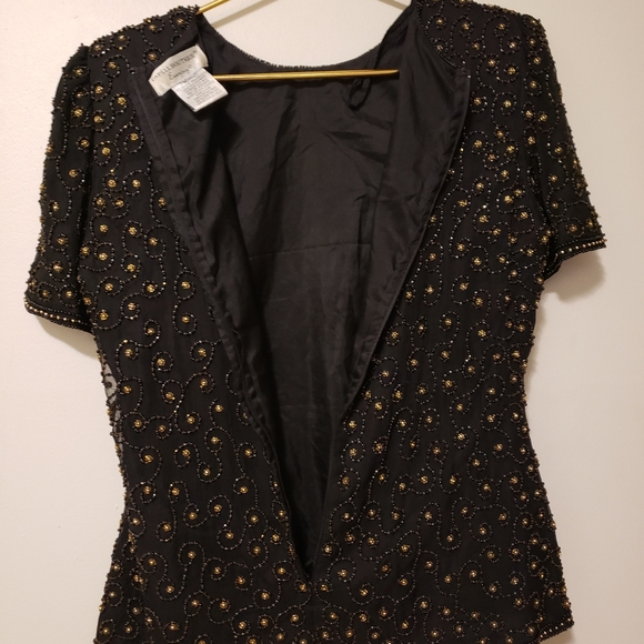 Womens Silk Beaded Top Zipper Back - Picture 6 of 6